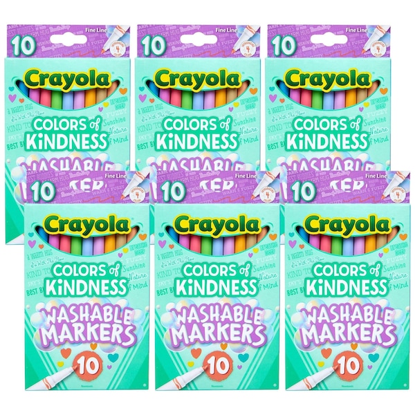 Colors of Kindness Fine Line Washable Markers, 10 Colors, 60PK